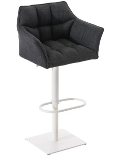 Tabouret de bar Hauteur réglable Marco en Polyester Gris foncé Métal Blanc Mat - 1