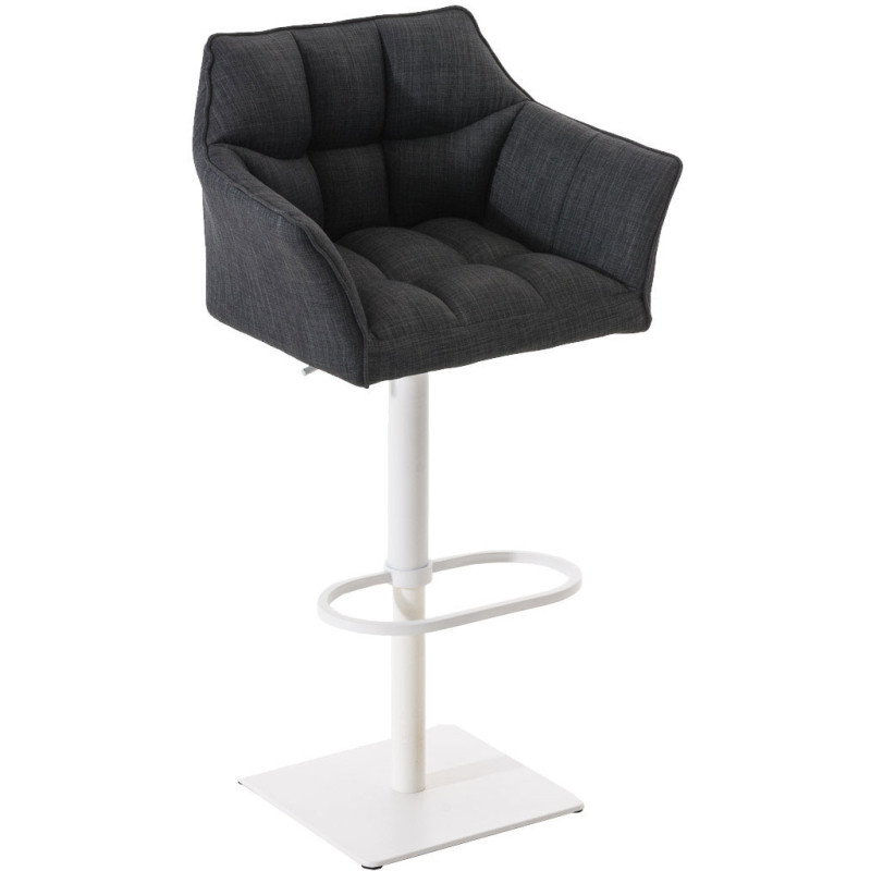 Tabouret de bar Hauteur réglable Marco en Polyester Gris foncé Métal Blanc Mat - 1
