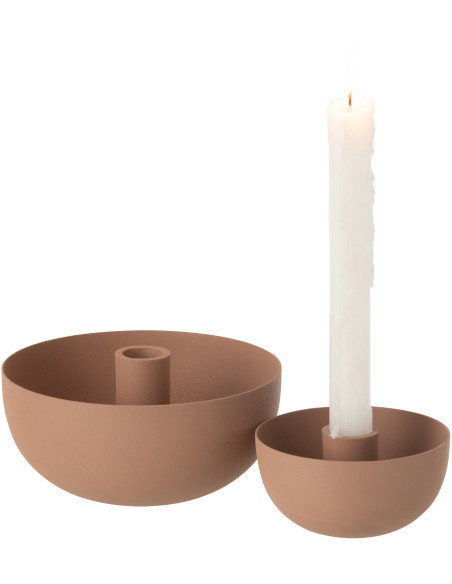 Bougeoir bol Zénith Hauteur 8 cm en Métal Vieux rose - 5