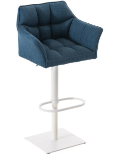 Tabouret de bar Hauteur réglable Marco en Polyester Bleu Métal Blanc Mat - 1
