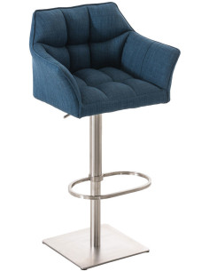 Tabouret de bar Hauteur réglable Marco en Polyester Bleu Acier inoxydable Argenté Brossé mat - 1