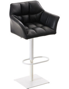 Tabouret de bar Hauteur réglable Marco en Polyuréthan Noir Métal Blanc Mat - 1