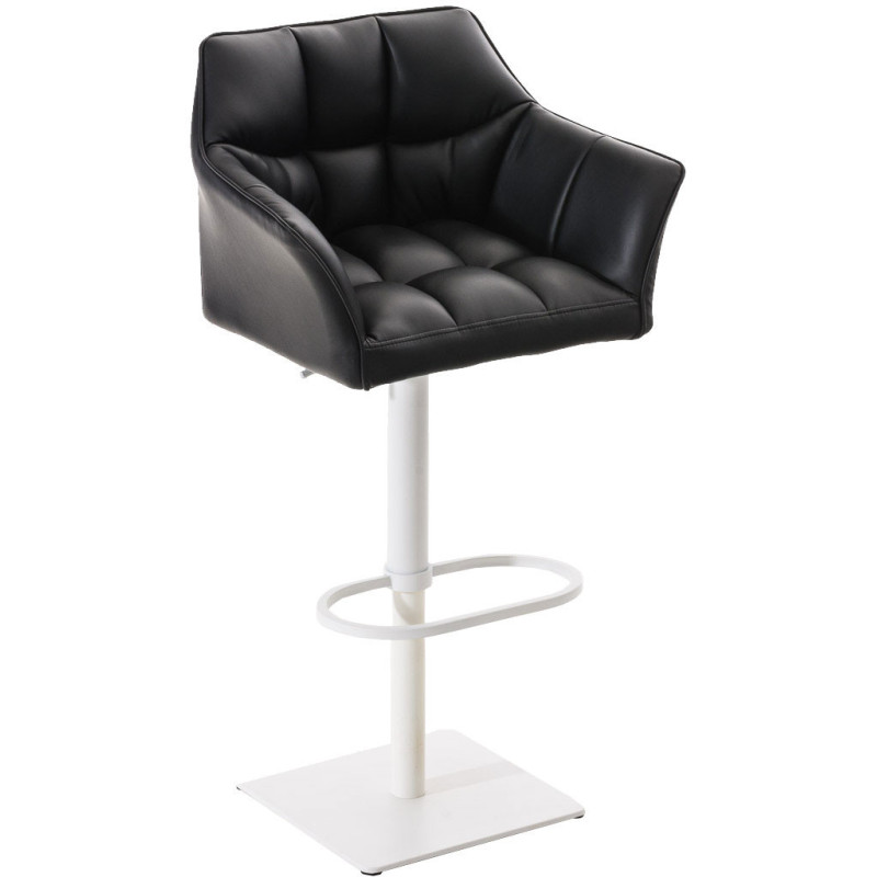 Tabouret de bar Hauteur réglable Marco en Polyuréthan Noir Métal Blanc Mat - 1
