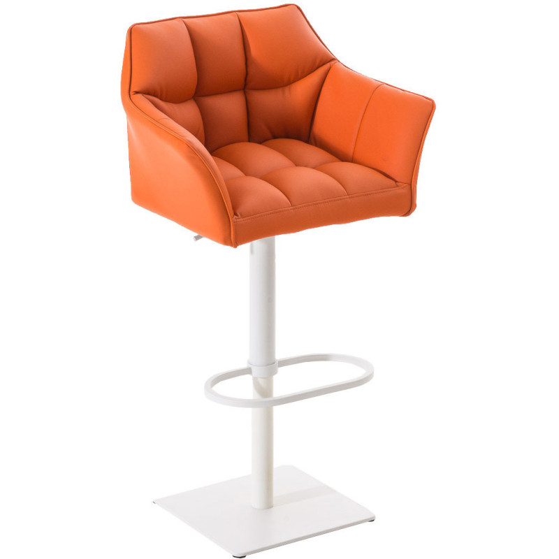 Tabouret de bar Hauteur réglable Marco en Polyuréthan Orange Métal Blanc Mat - 1