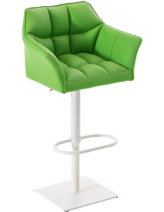 Tabouret de bar Hauteur réglable Marco en Polyuréthan Vert Métal Blanc Mat  - 1