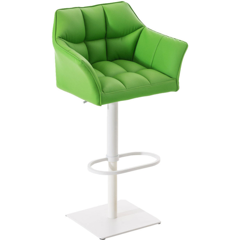Tabouret de bar Hauteur réglable Marco en Polyuréthan Vert Métal Blanc Mat  - 1