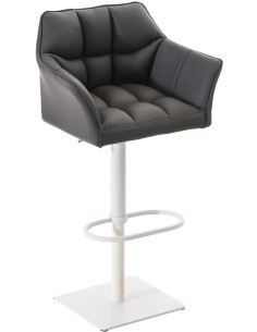 Tabouret de bar Hauteur réglable Marco en Polyuréthan Gris Métal Blanc Mat - 1