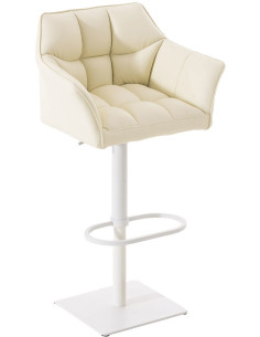 Tabouret de bar Hauteur réglable Marco en Polyester Chocolat chiné Métal Blanc Mat - 1