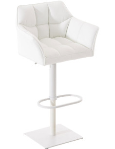 Tabouret de bar Hauteur réglable Marco en Polyuréthan Blanc Métal Blanc Mat - 1