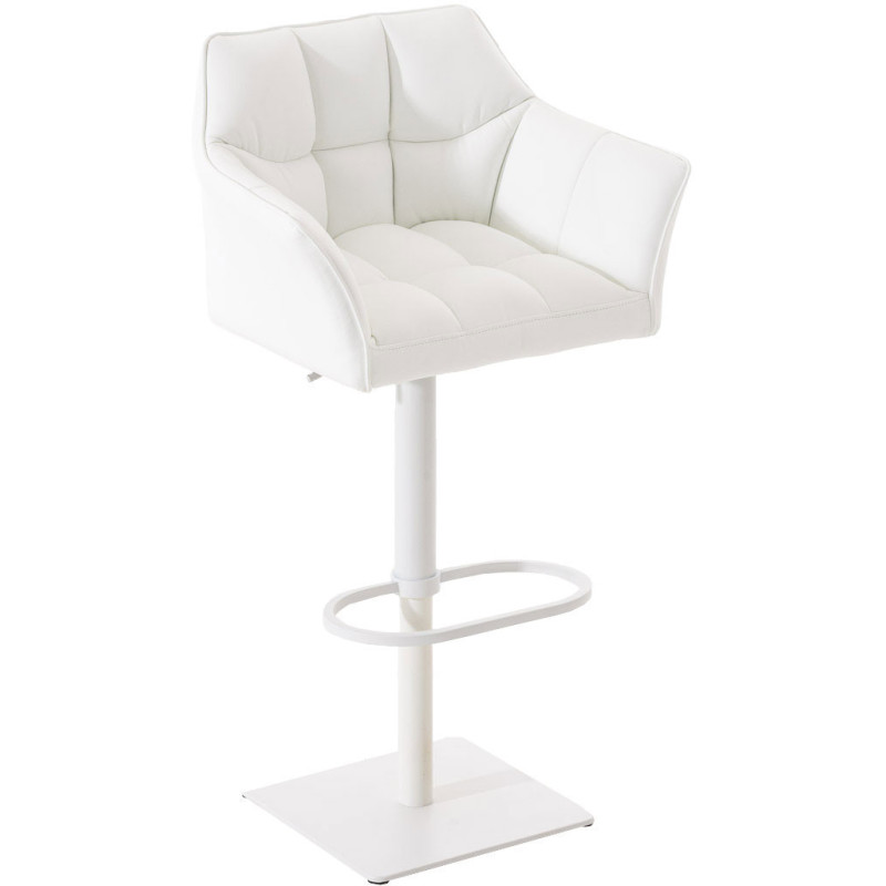 Tabouret de bar Hauteur réglable Marco en Polyuréthan Blanc Métal Blanc Mat - 1