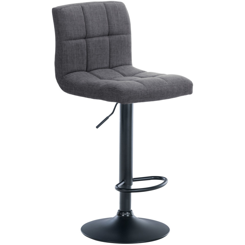 Tabouret de bar Avec dossier Marius en Polyester Gris clair Métal Noir Mat - 1