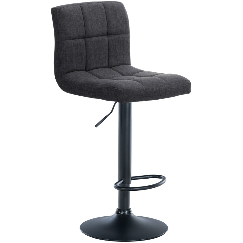 Tabouret de bar Avec dossier Marius en Polyester Gris foncé Métal Noir Mat - 1