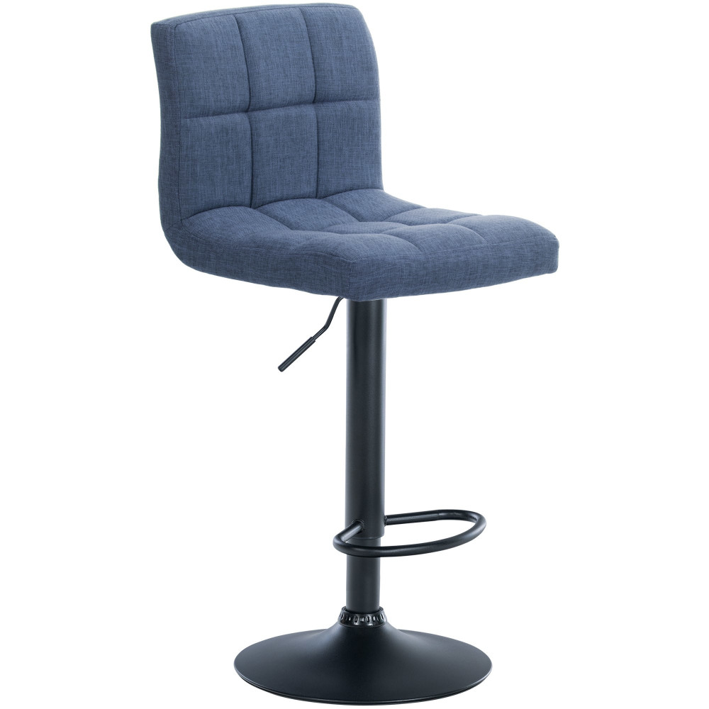 Tabouret de bar Avec dossier Marius en Polyester Bleu Métal Noir Mat - 1