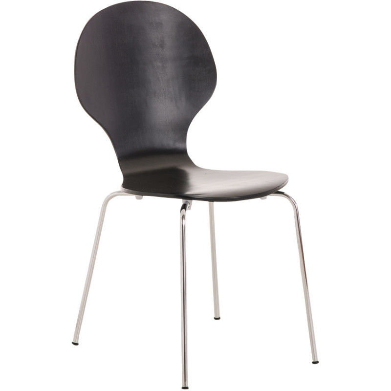 Chaise Athenais en Bois Noir Métal Chromé - 1