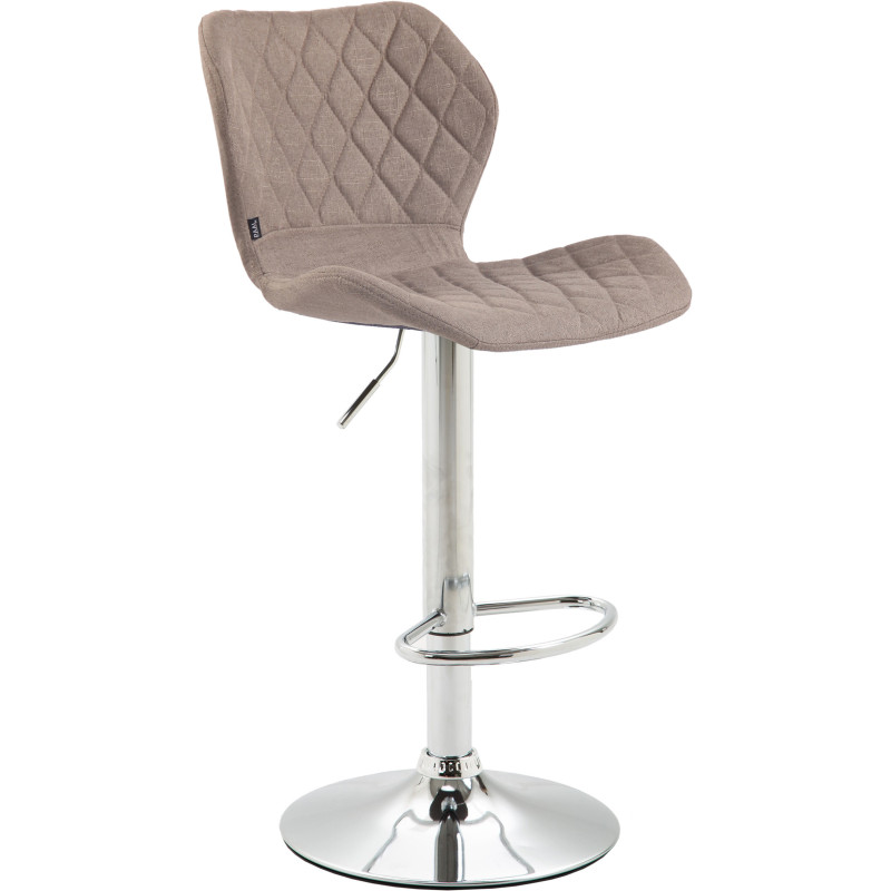 Tabouret de bar Avec dossier Marvin en Polyester Taupe Métal Chromé - 1