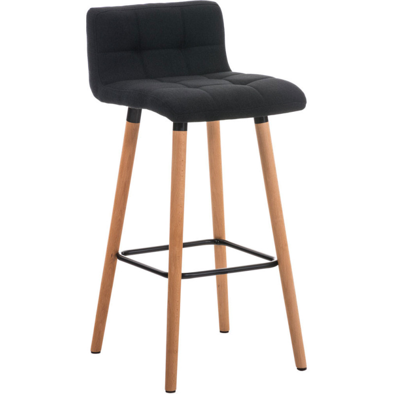 Tabouret de bar Avec dossier Matias en Polyester Noir Bois de hêtre Naturel - 1