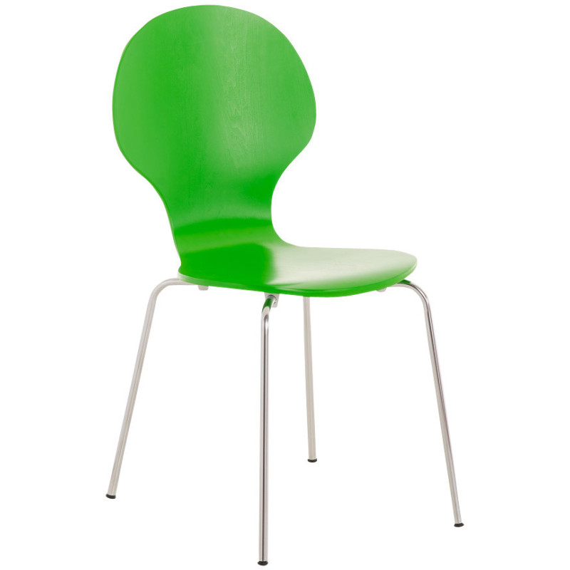 Chaise Athenais en Bois Vert Métal Chromé - 1