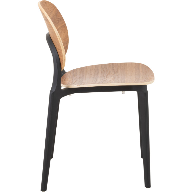 Chaise Basic en Polyester Naturel Effet bois Noir - 3