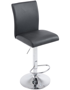 Tabouret de bar moderne en Polyuréthane Noir Métal Argenté Brillant Sergio - 1