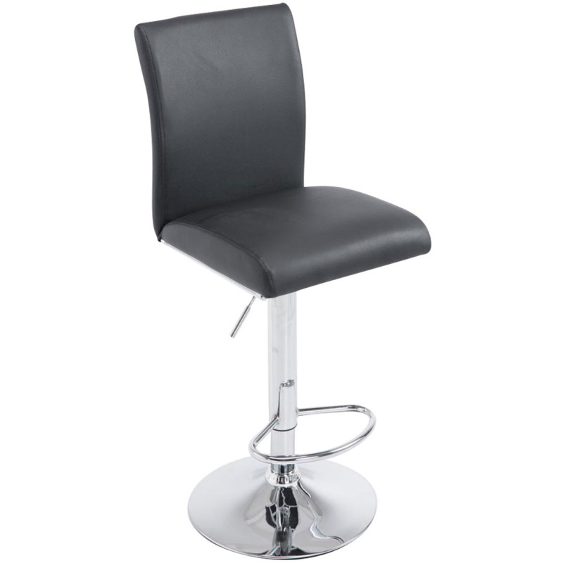 Tabouret de bar moderne en Polyuréthane Noir Métal Argenté Brillant Sergio - 1