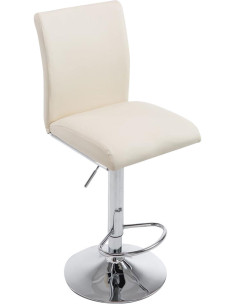 Tabouret de bar moderne en Polyuréthane Blanc crème Métal Argenté Brillant Sergio - 1