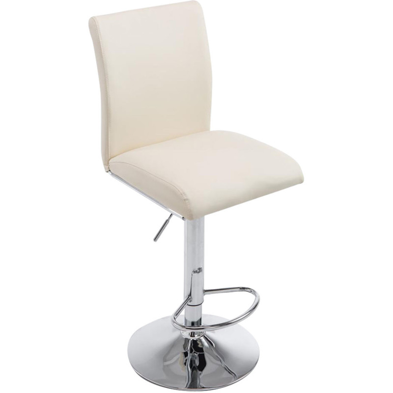 Tabouret de bar moderne en Polyuréthane Blanc crème Métal Argenté Brillant Sergio - 1