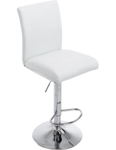 Tabouret de bar moderne en Polyuréthane Blanc Métal Argenté Brillant Sergio - 1