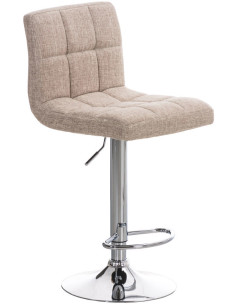 Tabouret de bar réglable en Tissu Blanc crème Métal Argenté Gorlin - 1