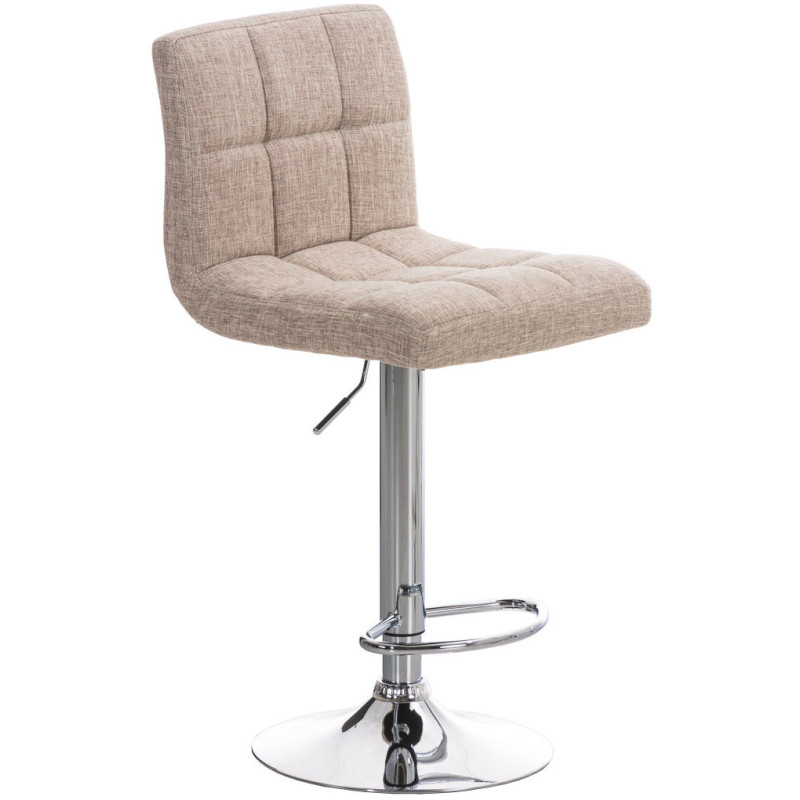 Tabouret de bar réglable en Tissu Blanc crème Métal Argenté Gorlin - 1
