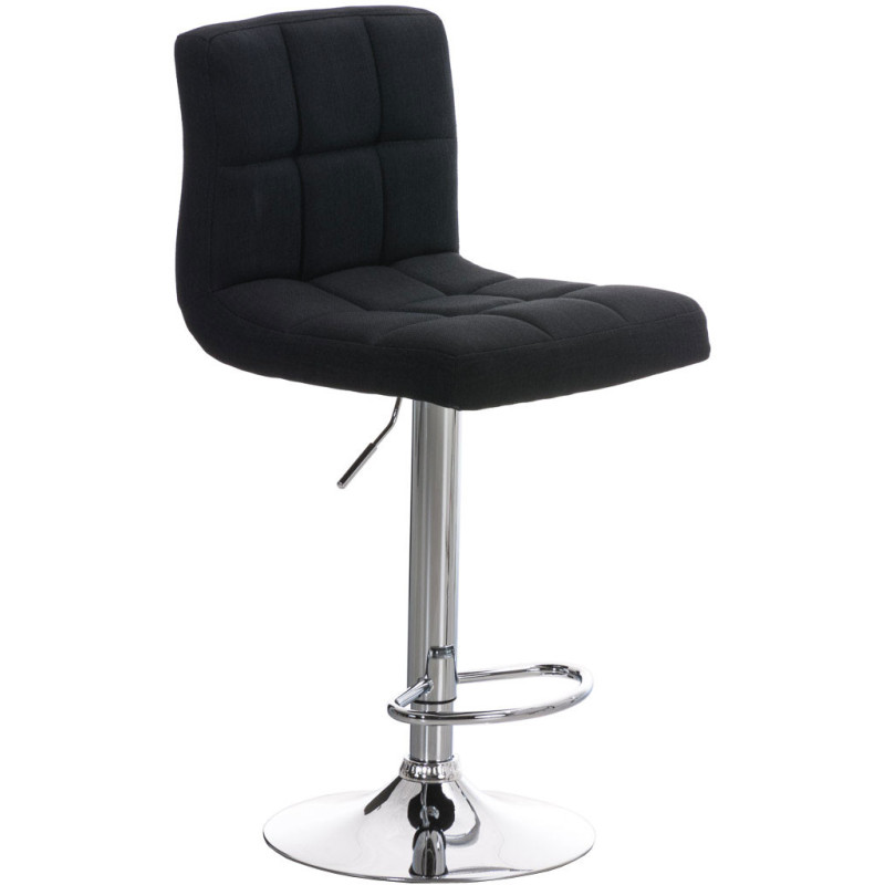 Tabouret de bar réglable en Tissu Noir Métal Argenté Gorlin - 1
