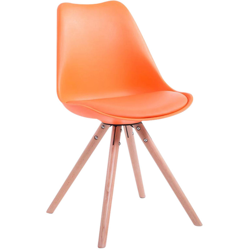 Chaise scandinave moderne en Plastique Orange Polyuréthane Orange Bois Naturel Vynaria - 1