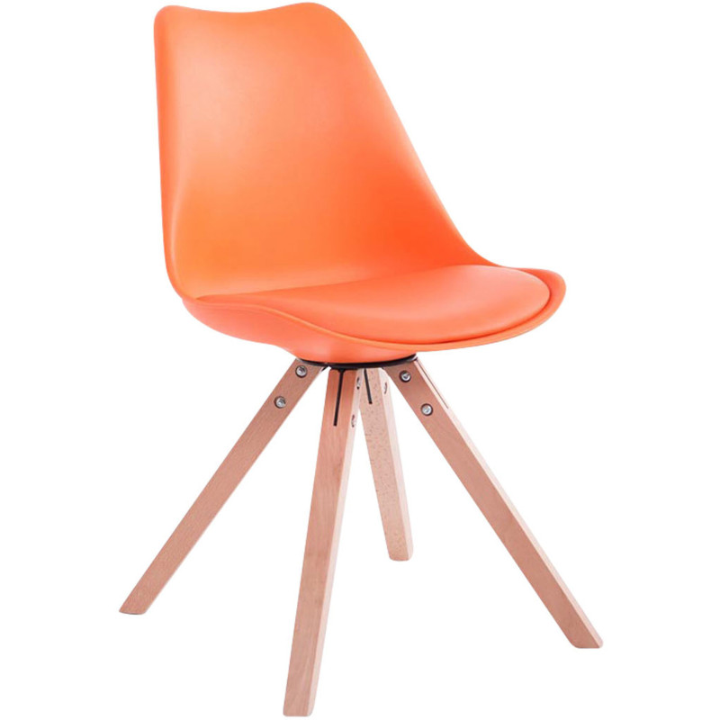 Chaise scandinave moderne en Plastique Orange Polyuréthane Orange Bois Naturel Solyriss - 1