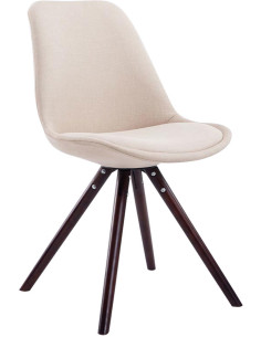 Chaise scandinave moderne en Tissu Blanc crème Bois Marron foncé Vynaria  - 1