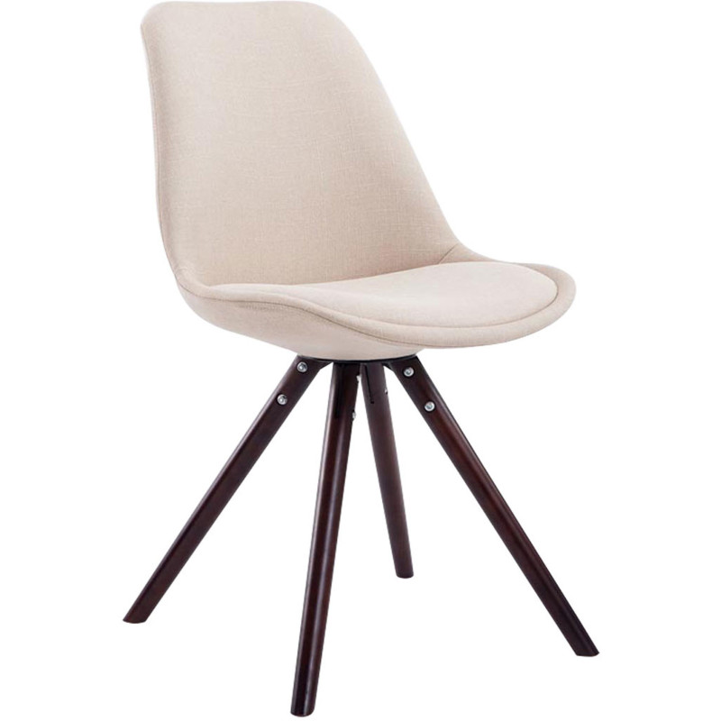 Chaise scandinave moderne en Tissu Blanc crème Bois Marron foncé Vynaria  - 1