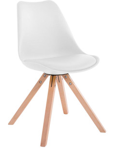 Chaise scandinave moderne en Plastique Blanc Polyuréthane Blanc Bois Naturel Solyriss - 1