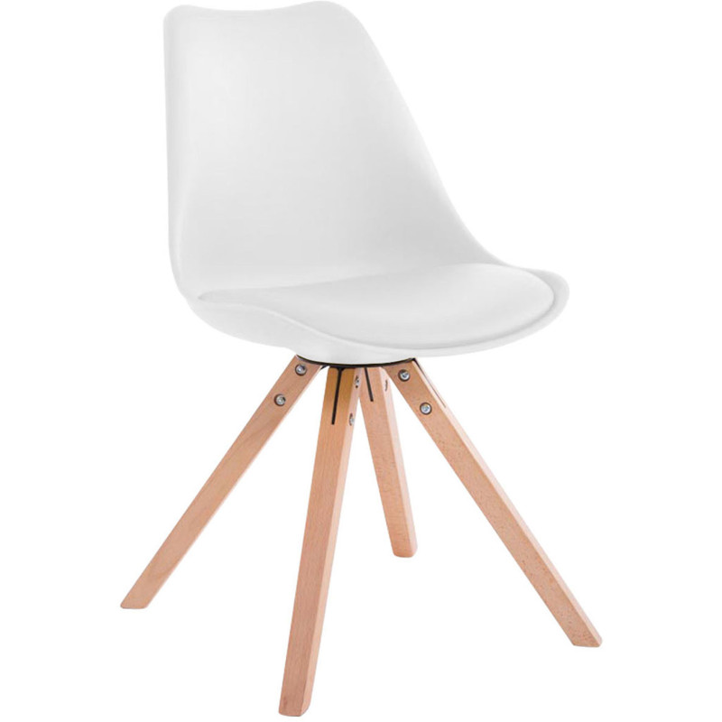Chaise scandinave moderne en Plastique Blanc Polyuréthane Blanc Bois Naturel Solyriss - 1