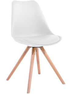 Chaise scandinave moderne en Plastique Blanc Polyuréthane Blanc Bois Naturel Vynaria - 1