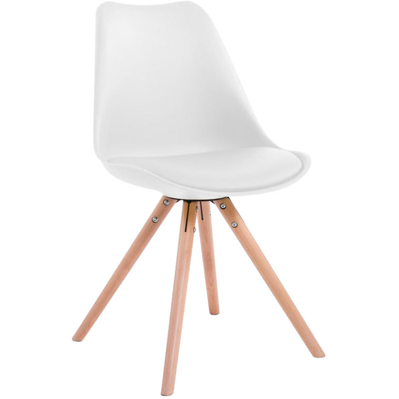 Chaise scandinave moderne en Plastique Blanc Polyuréthane Blanc Bois Naturel Vynaria - 1