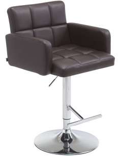 Tabouret de bar moderne chic en Polyuréthane Marron Métal Argenté Roman - 1