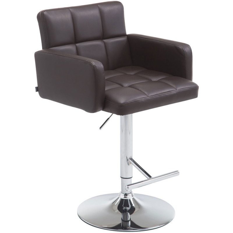 Tabouret de bar moderne chic en Polyuréthane Marron Métal Argenté Roman - 1