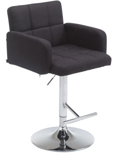 Tabouret de bar moderne chic en Tissu Noir Métal Argenté Roman - 1