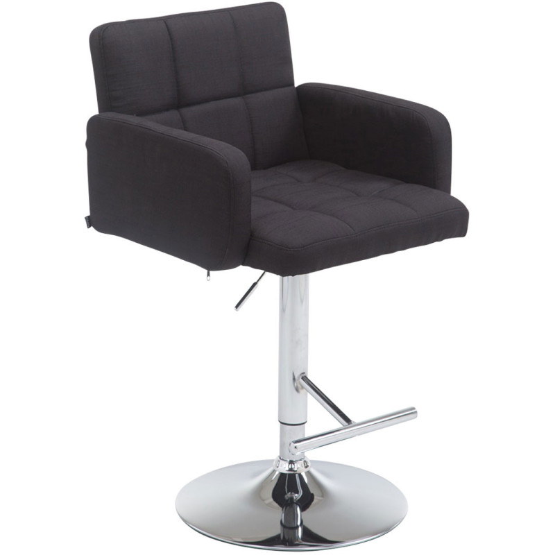 Tabouret de bar moderne chic en Tissu Noir Métal Argenté Roman - 1