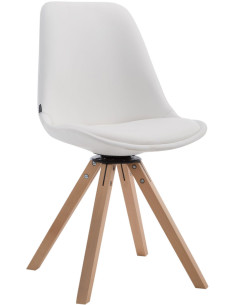 Chaise pivotante scandinave en Polyuréthane Blanc Bois Naturel Dorvalia - 1