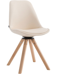 Chaise pivotante scandinave en Polyuréthane Blanc crème Bois Naturel Dorvalia - 1