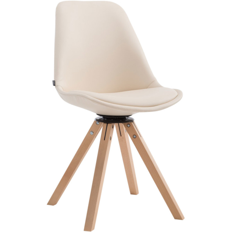 Chaise pivotante scandinave en Polyuréthane Blanc crème Bois Naturel Dorvalia - 1