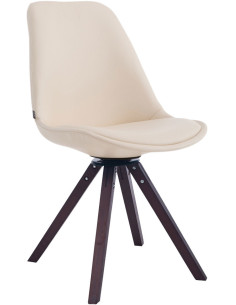 Chaise pivotante scandinave en Polyuréthane Blanc crème Bois Marron Dorvalia - 1