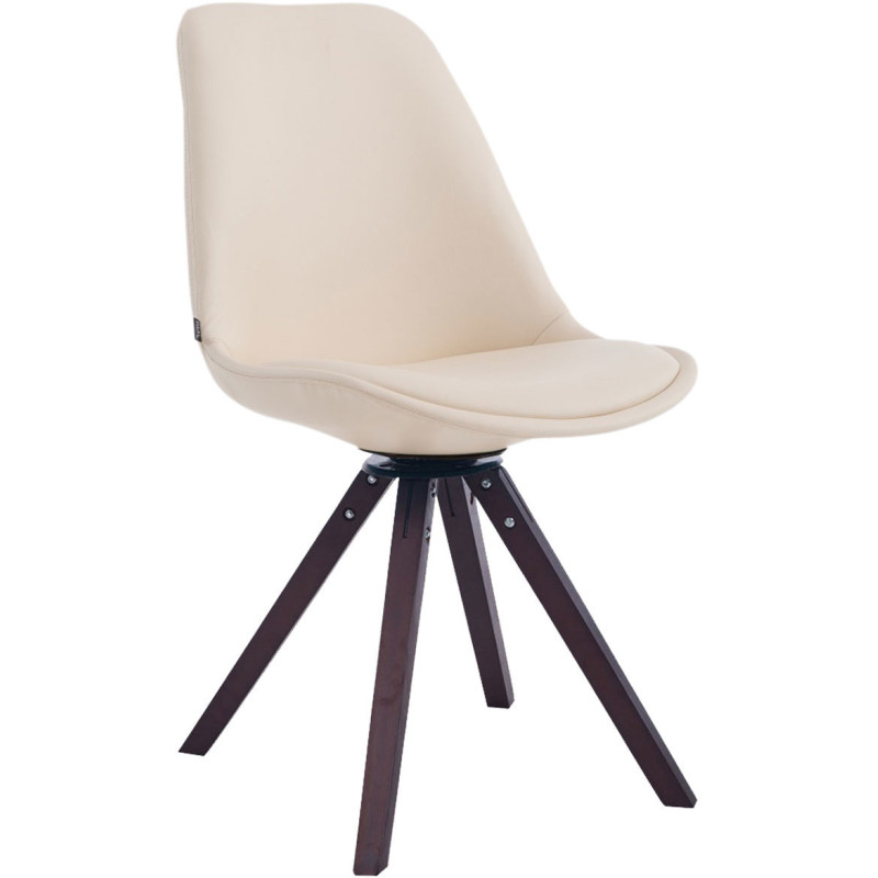 Chaise pivotante scandinave en Polyuréthane Blanc crème Bois Marron Dorvalia - 1