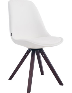 Chaise pivotante scandinave en Polyuréthane Blanc Bois Marron Dorvalia - 1
