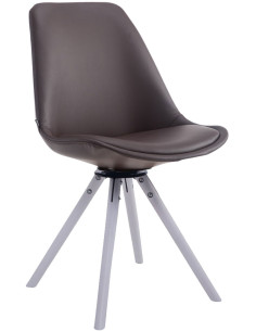 Chaise moderne pivotante en Polyuréthane Marron Bois Blanc Elina - 1