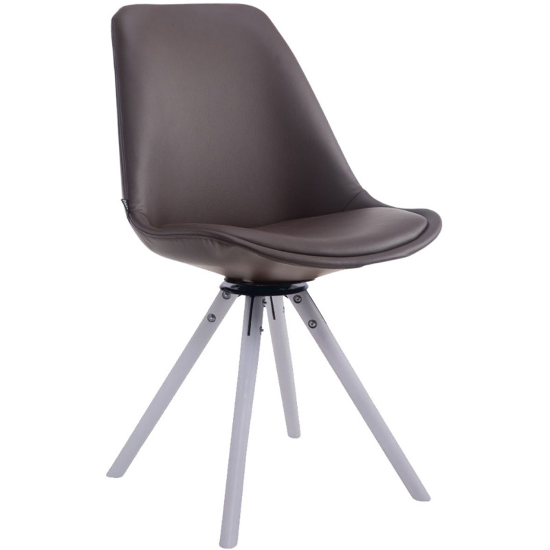 Chaise moderne pivotante en Polyuréthane Marron Bois Blanc Elina - 1